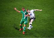19 July 2018; Sean Hoare of Dundalk in action against Roman Debelko of Levadia during the UEFA Europa League 1st Qualifying Round Second Leg match between Dundalk and Levadia at Oriel Park in Dundalk, Co Louth. Photo by Stephen McCarthy/Sportsfile