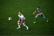 19 July 2018; Dylan Connolly of Dundalk in action against Dmitri Kruglov of Levadia during the UEFA Europa League 1st Qualifying Round Second Leg match between Dundalk and Levadia at Oriel Park in Dundalk, Co Louth. Photo by Stephen McCarthy/Sportsfile