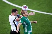 19 July 2018; Nikita Andreev of Levadia in action against Brian Gartland of Dundalk during the UEFA Europa League 1st Qualifying Round Second Leg match between Dundalk and Levadia at Oriel Park in Dundalk, Co Louth. Photo by Stephen McCarthy/Sportsfile