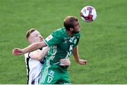 19 July 2018; Roman Debelko of Levadia in action against Sean Hoare of Dundalk during the UEFA Europa League 1st Qualifying Round Second Leg match between Dundalk and Levadia at Oriel Park in Dundalk, Co Louth. Photo by Stephen McCarthy/Sportsfile