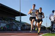 19 July 2018; Cian Kelly of St. Abbans, Laois, on his way to winning the Harrier Products Men's Junior Mile , ahead of Daire Finn of Dublin City Harriers AC, Co Dublin, during the Morton Games at Morton Stadium in Santry, Dublin. Photo by Sam Barnes/Sportsfile