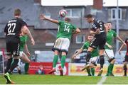 20 July 2018; Rob Cornwall of Bohemians heads to score his side's fifth goal during the SSE Airtricity League Premier Division match between Bohemians and Bray Wanderers at Dalymount Park in Dublin. Photo by Seb Daly/Sportsfile