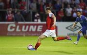 20 July 2018; Conan Byrne of St Patrick's Athletic scores a goal from a penalty during the SSE Airtricity League Premier Division match between St Patrick's Athletic and Limerick at Richmond Park in Dublin. Photo by Matt Browne/Sportsfile