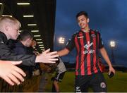 20 July 2018; Cristian Magerusan of Bohemians celebrates with supporters following the SSE Airtricity League Premier Division match between Bohemians and Bray Wanderers at Dalymount Park in Dublin. Photo by Tom Beary/Sportsfile