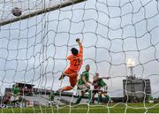 20 July 2018; Evan Moran of Bray Wanderers fails to keep out a header from Rob Cornwall of Bohemians during the SSE Airtricity League Premier Division match between Bohemians and Bray Wanderers at Dalymount Park in Dublin. Photo by Seb Daly/Sportsfile