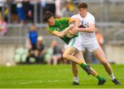 21 July 2018; Luke Mitchell of Meath in action against Marcus Kiely of Kildare during the Electric Ireland Leinster GAA Football Minor Championship Final match between Meath and Kildare at Bord na Móna O’Connor Park in Tullamore, Co. Offaly. Photo by Piaras Ó Mídheach/Sportsfile