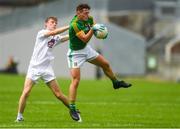 21 July 2018; Bryan McCormack of Meath in action against Paddy McDermott of Kildare during the Electric Ireland Leinster GAA Football Minor Championship Final match between Meath and Kildare at Bord na Móna O’Connor Park in Tullamore, Co. Offaly. Photo by Piaras Ó Mídheach/Sportsfile