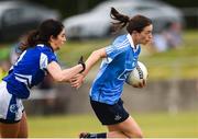 21 July 2018; Sinaed Aherne of Dublin in action against Rachel Doonan of Cavan during the TG4 All-Ireland Senior Championship Group 4 Round 2 match between Cavan and Dublin at Lannleire GFC in Dunleer, Co. Louth. Photo by Oliver McVeigh/Sportsfile