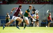 21 July 2018; Denis Daly of Kerry in action against Seán Ó Currin of Galway during the GAA Football All-Ireland Junior Championship Final match between Kerry and Galway at Cusack Park in Ennis, Co. Clare. Photo by Diarmuid Greene/Sportsfile