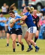 21 July 2018; Niamh Collins of Dublin in action against Grainne McGlade of Cavan during the TG4 All-Ireland Senior Championship Group 4 Round 2 match between Cavan and Dublin at Lannleire GFC in Dunleer, Co. Louth. Photo by Oliver McVeigh/Sportsfile