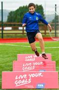21 July 2018; The FAI in conjunction with FIFA is running one of FIFA’s very successful campaigns, FIFA Live Your Goals, to introduce more females to the game of football. The campaign outlines clear messages, that women’s football is an authentic and attractive expression of a modern lifestyle. It shows optimism, fun belonging and physical beauty. Women’s football is not just socially accepted but highly respected and has become an integral part of football development in the country. Pictured at today’s event is Alanna Connolly, age 11, of Yeats United, Carney, at The Showgrounds, Sligo. Photo by Seb Daly/Sportsfile