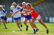 21 July 2018; Chloe Collins of Cork in action against Ellen McCarron of Monaghan during the TG4 All-Ireland Senior Championship Group 2 Round 2 match between Cork and Monaghan at St Brendan's Park in Birr, Co. Offaly.  Photo by Brendan Moran/Sportsfile