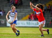 21 July 2018; Rosemary Courtney of Monaghan in action against Emma Spillane of Cork during the TG4 All-Ireland Senior Championship Group 2 Round 2 match between Cork and Monaghan at St Brendan's Park in Birr, Co. Offaly.  Photo by Brendan Moran/Sportsfile