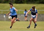 21 July 2018; Niamh McEvoy of Dublin in action against Ailish Cornyn of Cavan during the TG4 All-Ireland Senior Championship Group 4 Round 2 match between Cavan and Dublin at Lannleire GFC in Dunleer, Co. Louth. Photo by Oliver McVeigh/Sportsfile