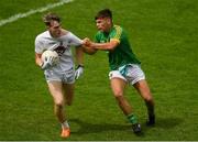 21 July 2018; Liam Broderick of Kildare in action against Oisín McCloskey of Meath during the Electric Ireland Leinster GAA Football Minor Championship Final match between Meath and Kildare at Bord na Móna O’Connor Park in Tullamore, Co. Offaly. Photo by Piaras Ó Mídheach/Sportsfile