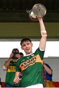 21 July 2018; Kerry captain Kieran Murphy lifts the cup after his side's victory in the GAA Football All-Ireland Junior Championship Final match between Kerry and Galway at Cusack Park in Ennis, Co. Clare. Photo by Diarmuid Greene/Sportsfile