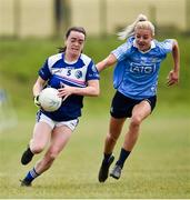 21 July 2018; Sinead Greene of Cavan in action against Nicole Owens of Dublin during the TG4 All-Ireland Senior Championship Group 4 Round 2 match between Cavan and Dublin at Lannleire GFC in Dunleer, Co. Louth. Photo by Oliver McVeigh/Sportsfile