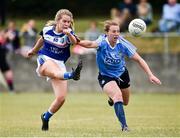 21 July 2018; Catriona Smith of Cavan in action against Muireann Ni Scanaill of Dublin during the TG4 All-Ireland Senior Championship Group 4 Round 2 match between Cavan and Dublin at Lannleire GFC in Dunleer, Co. Louth. Photo by Oliver McVeigh/Sportsfile