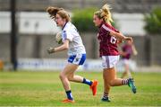21 July 2018; Emma Murray of Waterford in action against Mairead Seoighe of Galway during the TG4 All-Ireland Senior Championship Group 3 Round 2 match between Galway and Waterford at St Brendan's Park in Birr, Co. Offaly.  Photo by Brendan Moran/Sportsfile