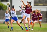 21 July 2018; Charlotte Cooney of Galway in action against Kate Hahessy and Emma Murray of Waterford during the TG4 All-Ireland Senior Championship Group 3 Round 2 match between Galway and Waterford at St Brendan's Park in Birr, Co. Offaly.  Photo by Brendan Moran/Sportsfile