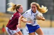 21 July 2018; Aisling Mullaney of Waterford is tackled by Mairead Seoighe of Galway during the TG4 All-Ireland Senior Championship Group 3 Round 2 match between Galway and Waterford at St Brendan's Park in Birr, Co. Offaly.  Photo by Brendan Moran/Sportsfile