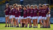 21 July 2018; The Galway team stand for the national anthem prior to the TG4 All-Ireland Senior Championship Group 3 Round 2 match between Galway and Waterford at St Brendan's Park in Birr, Co. Offaly.  Photo by Brendan Moran/Sportsfile