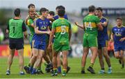21 July 2018; Players from both teams tussle at the end of the first half of the GAA Football All-Ireland Senior Championship Quarter-Final Group 2 Phase 2 match between Roscommon and Donegal at Dr Hyde Park in Roscommon. Photo by Ramsey Cardy/Sportsfile