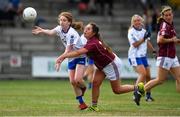 21 July 2018; Kate McGrath of Waterford is tackled by Deirdre Brennan of Galway during the TG4 All-Ireland Senior Championship Group 3 Round 2 match between Galway and Waterford at St Brendan's Park in Birr, Co. Offaly.  Photo by Brendan Moran/Sportsfile