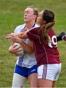 21 July 2018; Caoimhe McGrath of Waterford, left, and Deirdre Brennan of Galway clash during the TG4 All-Ireland Senior Championship Group 3 Round 2 match between Galway and Waterford at St Brendan's Park in Birr, Co. Offaly.  Photo by Brendan Moran/Sportsfile