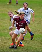 21 July 2018; Tracey Leonard of Galway in action against Emma Murray and Michelle McGrath of Waterford during the TG4 All-Ireland Senior Championship Group 3 Round 2 match between Galway and Waterford at St Brendan's Park in Birr, Co. Offaly.  Photo by Brendan Moran/Sportsfile