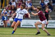21 July 2018; Michelle Ryan of Waterford in action against Noelle Connolly of Galway during the TG4 All-Ireland Senior Championship Group 3 Round 2 match between Galway and Waterford at St Brendan's Park in Birr, Co. Offaly.  Photo by Brendan Moran/Sportsfile