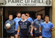 21 July 2018; Dublin captain Stephen Cluxton leads his side out prior to the GAA Football All-Ireland Senior Championship Quarter-Final Group 2 Phase 2 match between Tyrone and Dublin at Healy Park in Omagh, Tyrone. Photo by Stephen McCarthy/Sportsfile