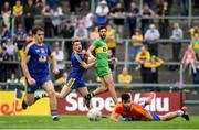 21 July 2018; Odhrán Mac Niallais of Donegal reacts after his shot hit the post during the GAA Football All-Ireland Senior Championship Quarter-Final Group 2 Phase 2 match between Roscommon and Donegal at Dr Hyde Park in Roscommon. Photo by David Fitzgerald/Sportsfile