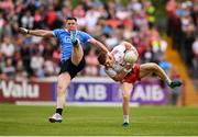 21 July 2018; Cathal McShane of Tyrone in action against Philly McMahon of Dublin during the GAA Football All-Ireland Senior Championship Quarter-Final Group 2 Phase 2 match between Tyrone and Dublin at Healy Park in Omagh, Tyrone. Photo by Stephen McCarthy/Sportsfile