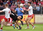 21 July 2018; James McCarthy of Dublin scores his side's first goal despite the attention of Tyrone goalkeeper Niall Morgan and Tiernan McCann of Tyrone during the GAA Football All-Ireland Senior Championship Quarter-Final Group 2 Phase 2 match between Tyrone and Dublin at Healy Park in Omagh, Tyrone. Photo by Oliver McVeigh/Sportsfile