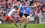 21 July 2018; James McCarthy of Dublin goes past Tiernan McCann of Tyrone on his way to score his side's first goal during the GAA Football All-Ireland Senior Championship Quarter-Final Group 2 Phase 2 match between Tyrone and Dublin at Healy Park in Omagh, Tyrone. Photo by Ray McManus/Sportsfile