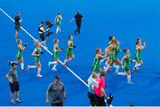 21 July 2018; Ireland players celebrate at full time during the Women's Hockey World Cup Finals Group B match between Ireland and USA at Lee Valley Hockey Centre in QE Olympic Park, London, England. Photo by Craig Mercer/Sportsfile