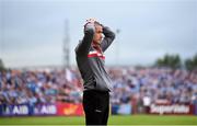 21 July 2018; Tyrone selector Stephen O'Neill during the closing stages of the GAA Football All-Ireland Senior Championship Quarter-Final Group 2 Phase 2 match between Tyrone and Dublin at Healy Park in Omagh, Tyrone. Photo by Stephen McCarthy/Sportsfile