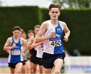 22 July 2018; Aaron Mangan from Tullamore Harriers A.C. Co Offaly on his way to winning the boys under-19 1500m during Irish Life Health National T&F Juvenile Day 3 at Tullamore Harriers Stadium in Tullamore, Co Offaly. Photo by Matt Browne/Sportsfile