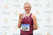 22 July 2018; Aimee Hayde from Newport A.C. Co Tipperary after she win the girls under-16 1500m during Irish Life Health National T&F Juvenile Day 3 at Tullamore Harriers Stadium in Tullamore, Co Offaly. Photo by Matt Browne/Sportsfile