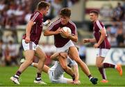 22 July 2018; Seán Kelly of Galway, supported by team-mate Eoghan Kerin, left, is tackled by Kevin Feely of Kildare during the GAA Football All-Ireland Senior Championship Quarter-Final Group 1 Phase 2 match between Kildare and Galway at St Conleth's Park in Newbridge, Co Kildare. Photo by Piaras Ó Mídheach/Sportsfile