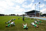 22 July 2018; Shamrock Rovers players stretch prior to the SSE Airtricity League Premier Division match between Waterford and Shamrock Rovers at the RSC in Waterford. Photo by Stephen McCarthy/Sportsfile