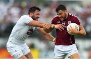 22 July 2018; Damien Comer of Galway in action against Fergal Conway of Kildare during the GAA Football All-Ireland Senior Championship Quarter-Final Group 1 Phase 2 match between Kildare and Galway at St Conleth's Park in Newbridge, Co Kildare. Photo by Sam Barnes/Sportsfile