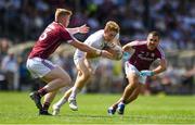22 July 2018; Daniel Flynn of Kildare in action against Seán Andy Ó Ceallaigh, left, and Cathal Sweeney of Galway  during the GAA Football All-Ireland Senior Championship Quarter-Final Group 1 Phase 2 match between Kildare and Galway at St Conleth's Park in Newbridge, Co Kildare. Photo by Sam Barnes/Sportsfile