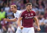 22 July 2018; Damien Comer of Galway reacts after his second half goal was ruled out by referee Seán Hurson for over-carrying, as Tommy Moolick of Kildare celebrates, during the GAA Football All-Ireland Senior Championship Quarter-Final Group 1 Phase 2 match between Kildare and Galway at St Conleth's Park in Newbridge, Co Kildare. Photo by Piaras Ó Mídheach/Sportsfile