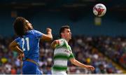 22 July 2018; Joel Coustrain of Shamrock Rovers in action against Bastien Hénry of Waterford during the SSE Airtricity League Premier Division match between Waterford and Shamrock Rovers at the RSC in Waterford. Photo by Stephen McCarthy/Sportsfile