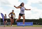 22 July 2018; Lauren Cadden from Sligo A.C. celebrates after she won the girls under-19 200m in a championship best time of 24.48 during Irish Life Health National T&F Juvenile Day 3 at Tullamore Harriers Stadium in Tullamore, Co Offaly. Photo by Matt Browne/Sportsfile