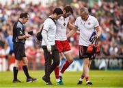 21 July 2018; Ronan McNamee of Tyrone being helped of the pitch during the GAA Football All-Ireland Senior Championship Quarter-Final Group 2 Phase 2 match between Tyrone and Dublin at Healy Park in Omagh, Tyrone. Photo by Oliver McVeigh/Sportsfile