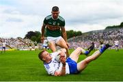 22 July 2018; Colin Walshe of Monaghan in action against Kevin McCarthy of Kerry during the GAA Football All-Ireland Senior Championship Quarter-Final Group 1 Phase 2 match between Monaghan and Kerry at St Tiernach's Park in Clones, Monaghan. Photo by Ramsey Cardy/Sportsfile