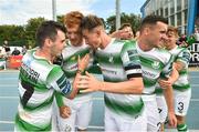 22 July 2018; Gary Shaw, second from left, celebrates with his Shamrock Rovers team-mates, from left, Joel Coustrain, Ronan Finn, Aaron Greene and Luke Byrne after scoring his side's first goal during the SSE Airtricity League Premier Division match between Waterford and Shamrock Rovers at the RSC in Waterford. Photo by Stephen McCarthy/Sportsfile